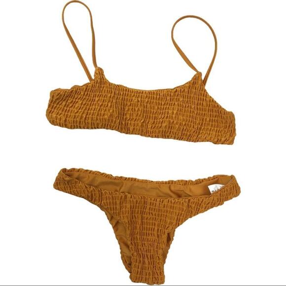 Zaful Smocked Burnt Orange Bikini Top And Bottoms Bathing Suit Set Size Small - Picture 4 of 15